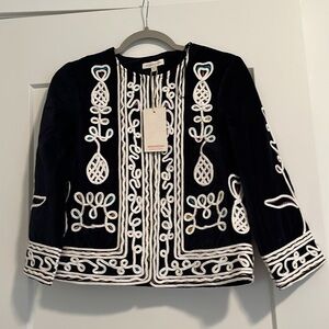 Monsoon Navy and White Short Jacket